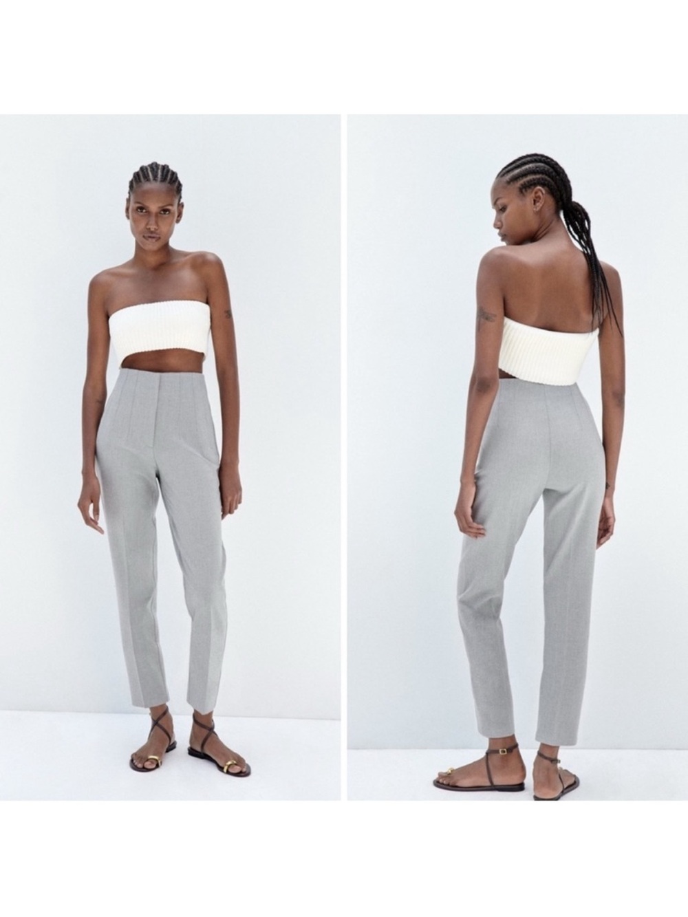 Zara Light Gray High Waist Pants